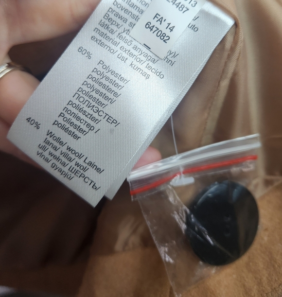 Women's Venus Tan Wool Blend Pea Coat Sz 10 NWOT - Picture 5 of 11